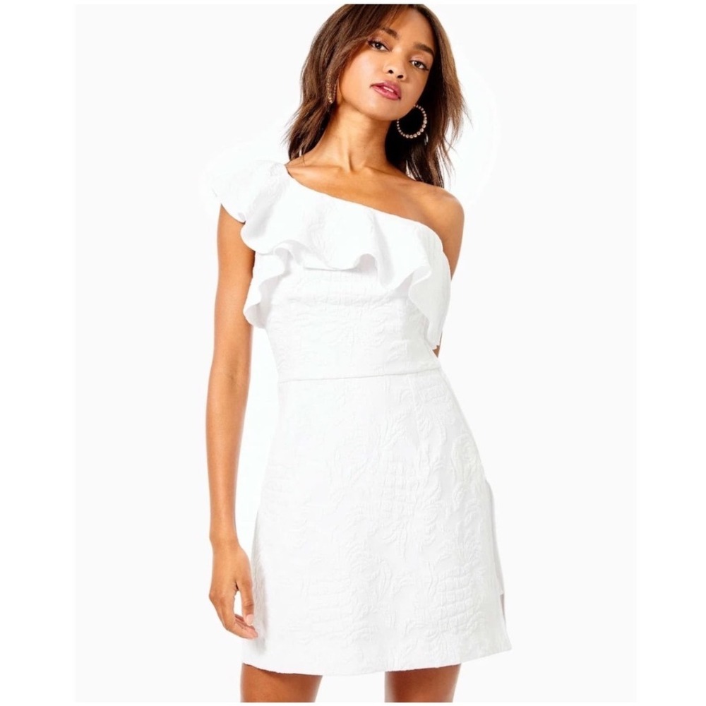 NWT Lilly Pulitzer One Shoulder Dress Kipton Ruffle‎ Size 6 Resort Bride $228